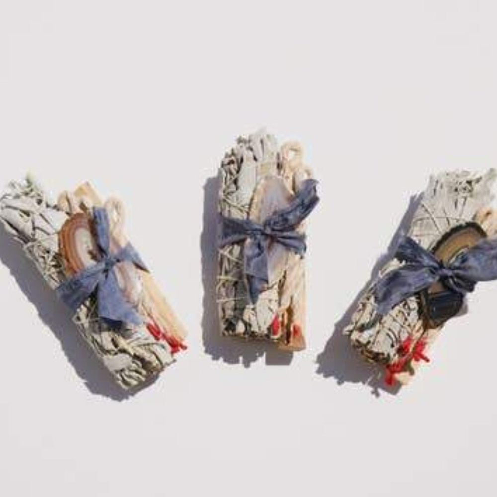 White Sage + Agate Smudge Stick